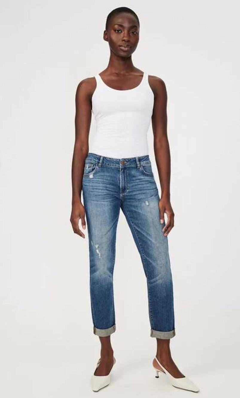 DL1961 DL Jeans Vintage Riley Boyfriend Straight Distressed Blue Adams Size 27